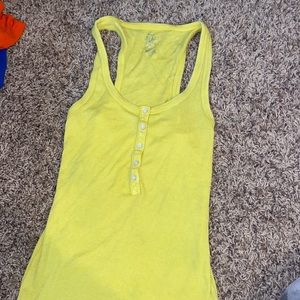 Aerie Real Sodt Tank Buttons Yellow Full Length